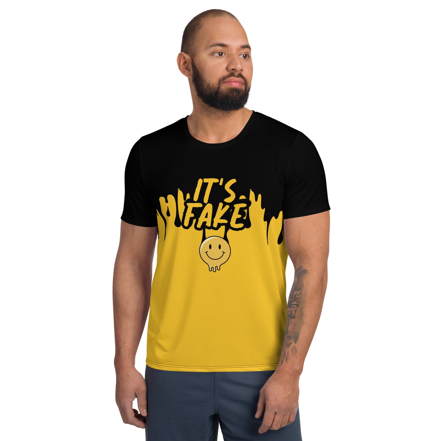 Fake Smile (Yellow) Athletic T-shirt