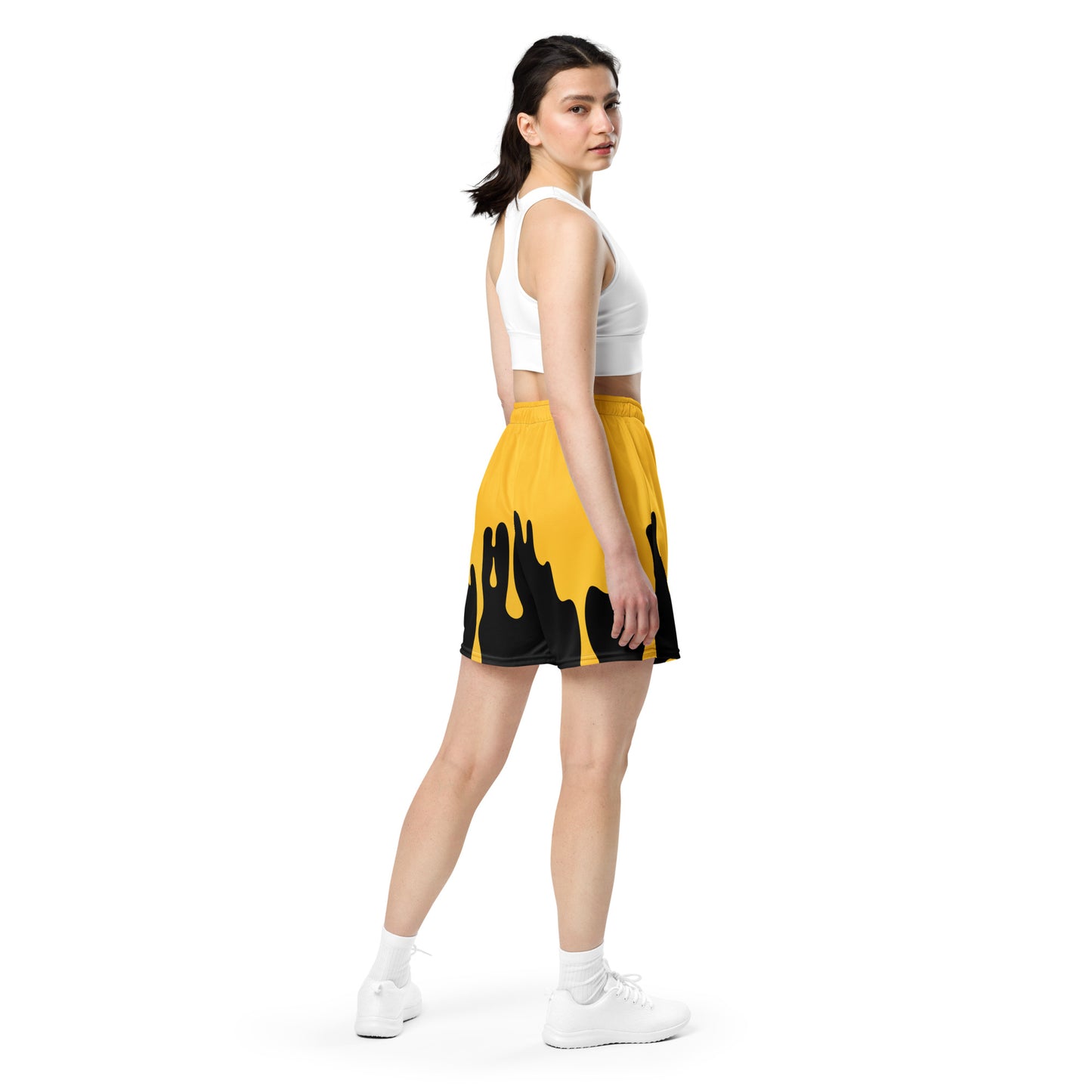 Yellow/Black Paint Drip Unisex Mesh Shorts