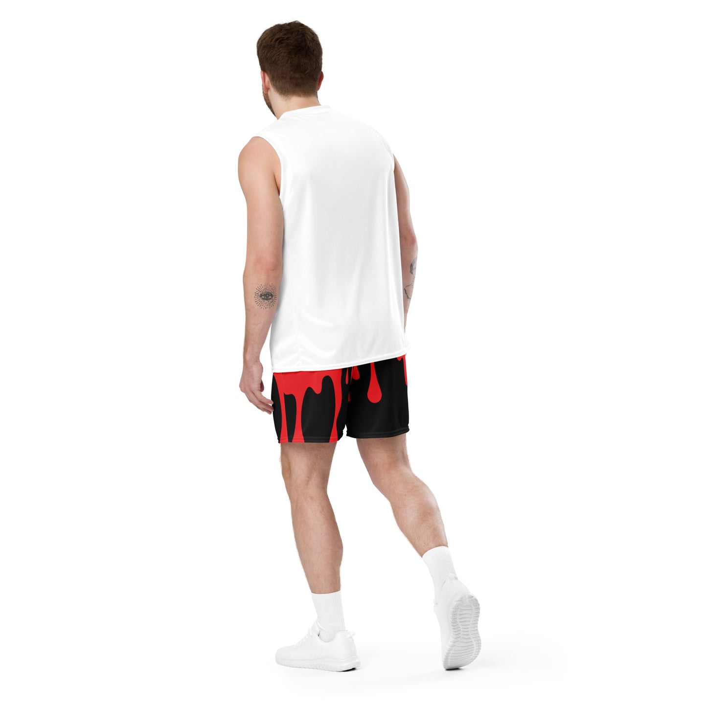 Red/Black Paint Drip Unisex Mesh Shorts