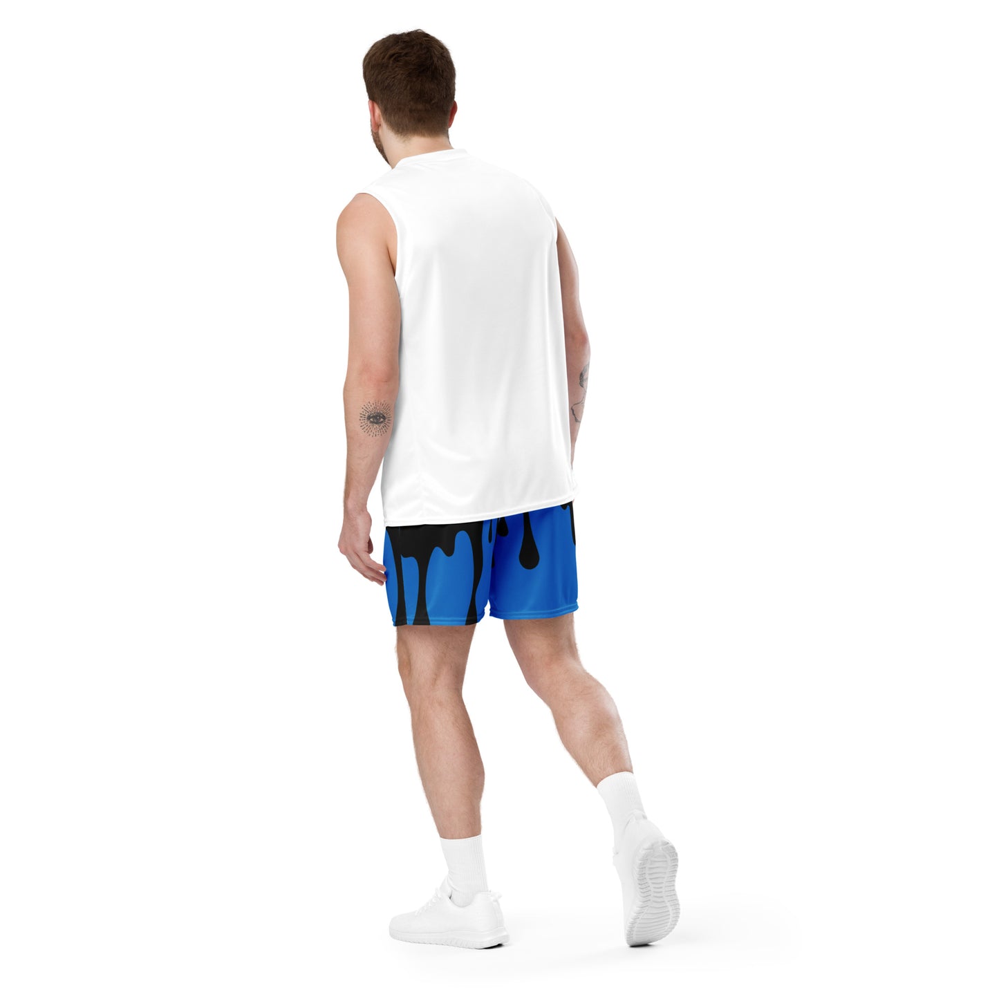 Black/Blue Paint Drip Unisex Mesh Shorts