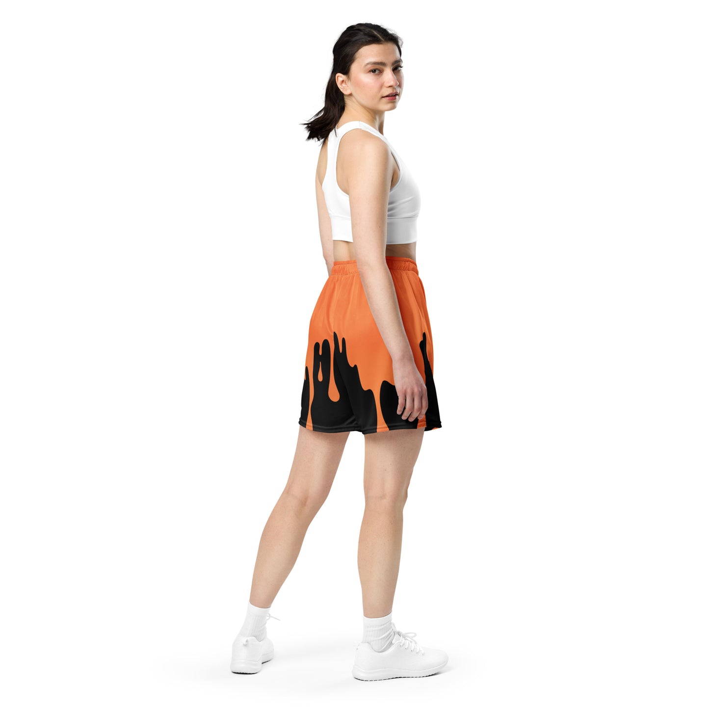 Orange/Black Paint Drip Unisex Mesh Shorts