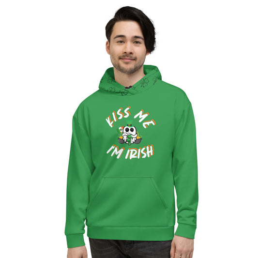 "Kiss Me I'm Irish" w/ Clover Hood Unisex Hoodie