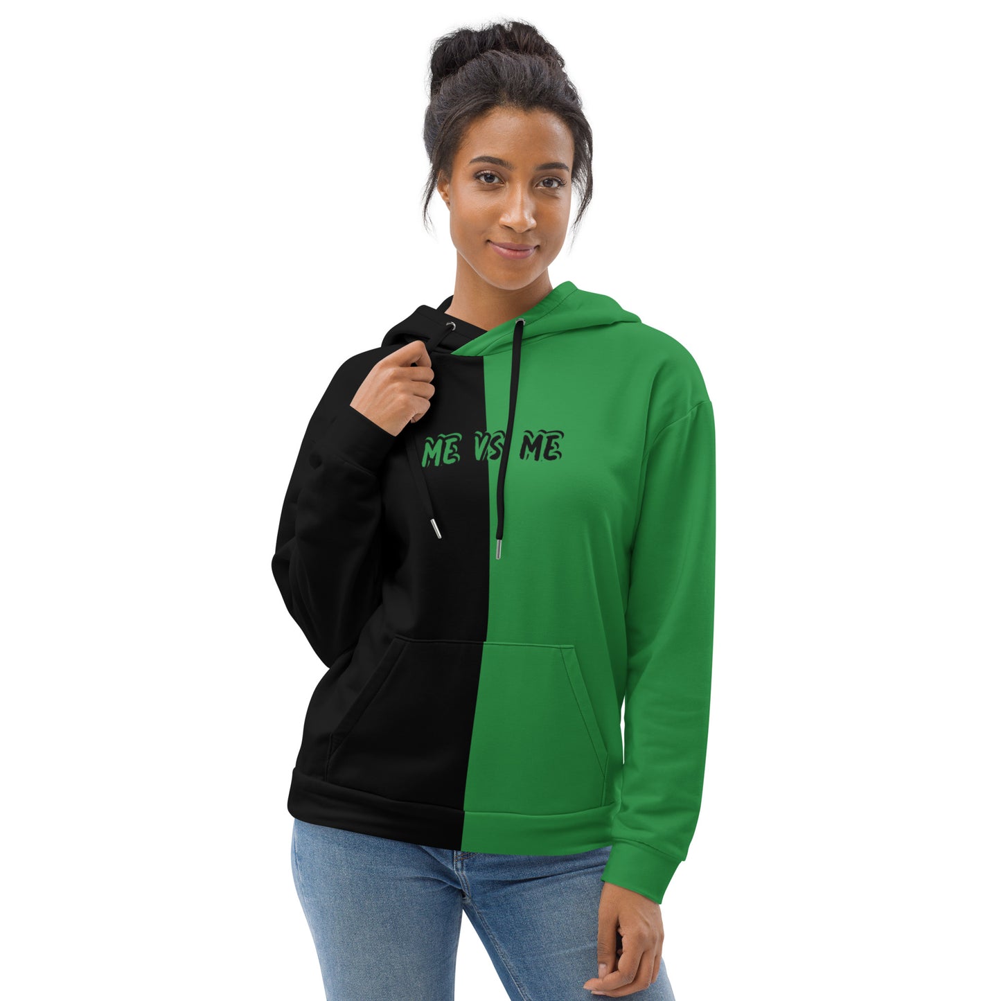 "Me vs Me" Black/Green Unisex Hoodie