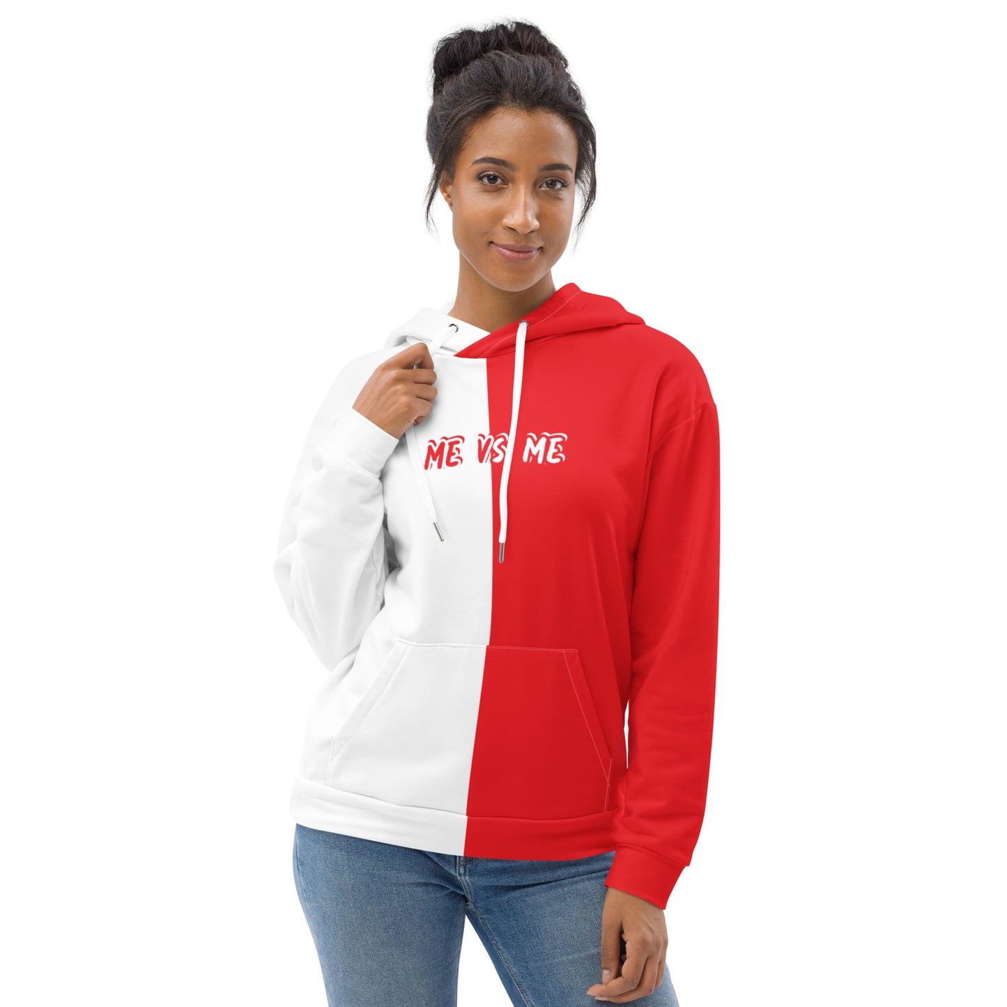 "Me vs Me" White/Red Unisex Hoodie