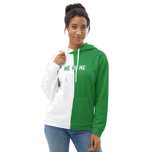 "Me vs Me" White/Green Unisex Hoodie