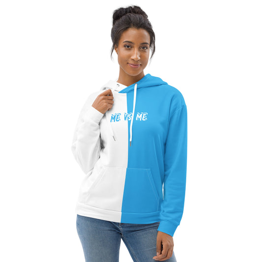 "Me vs Me" White/Blue Unisex Hoodie