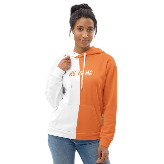 "Me vs Me" White/Orange Unisex Hoodie