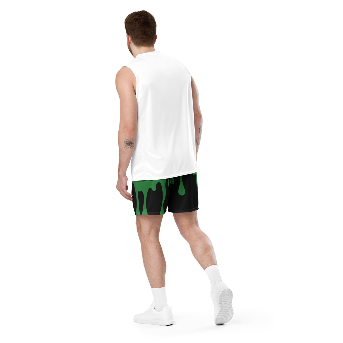 Green/Black Paint Drip Unisex Mesh Shorts